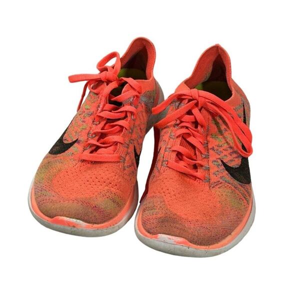 Nike Free 4.0 Flyknit Orange Hot Lava Fuchsia Running Shoes Women's Size 7.5 - Picture 11 of 13